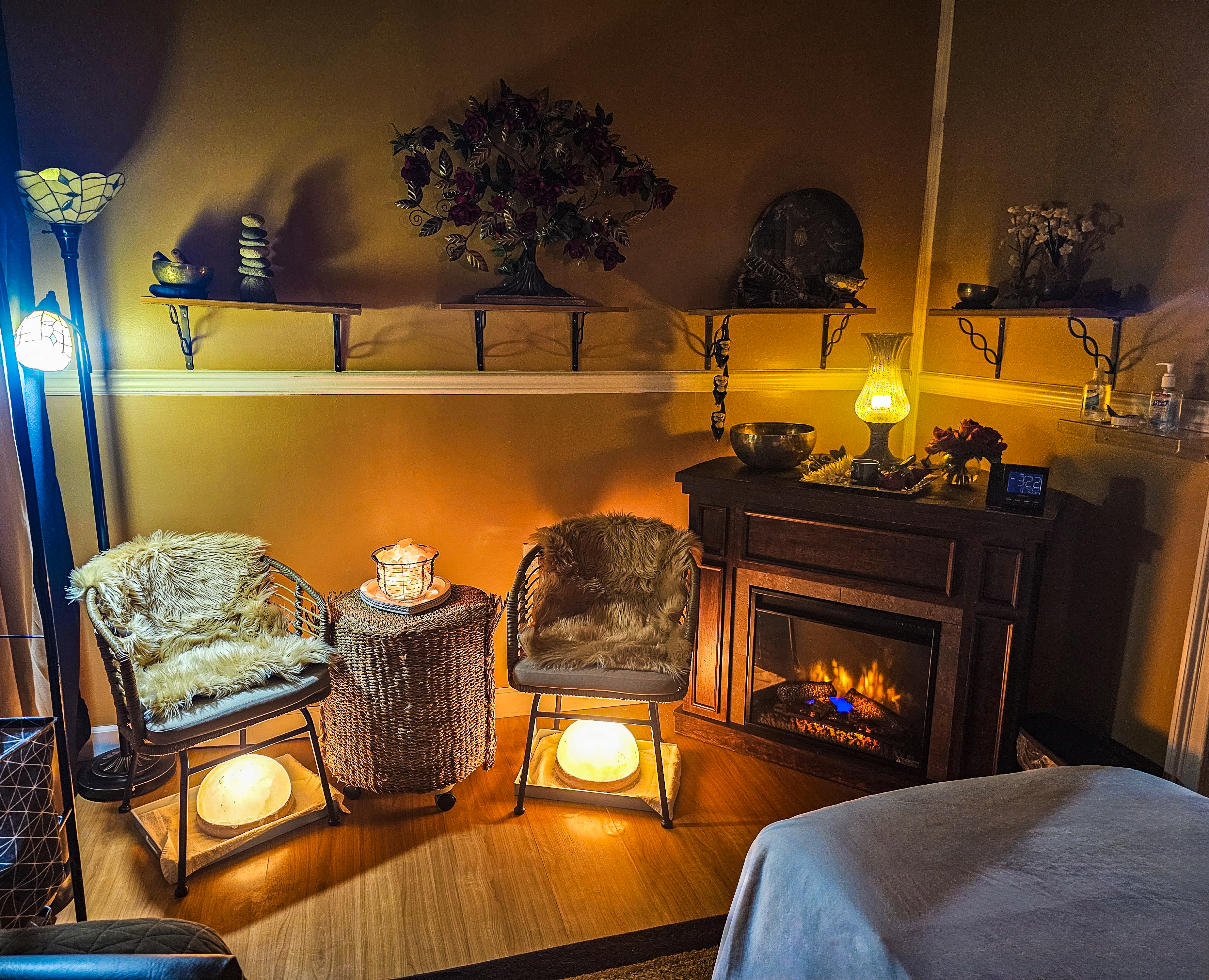 The serene Himalayan Salt Room at Hands On HealthCare Massage Therapy in Commack, Long Island.