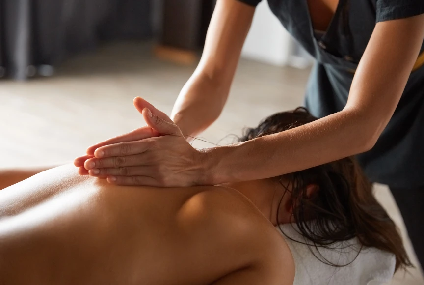 A wellness-focused massage therapy session in Commack, Long Island.